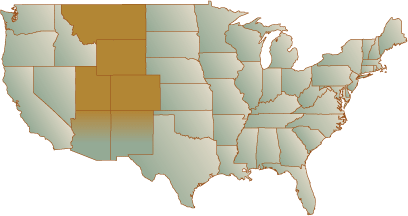 A U.S. map showing the Rocky Mountain states