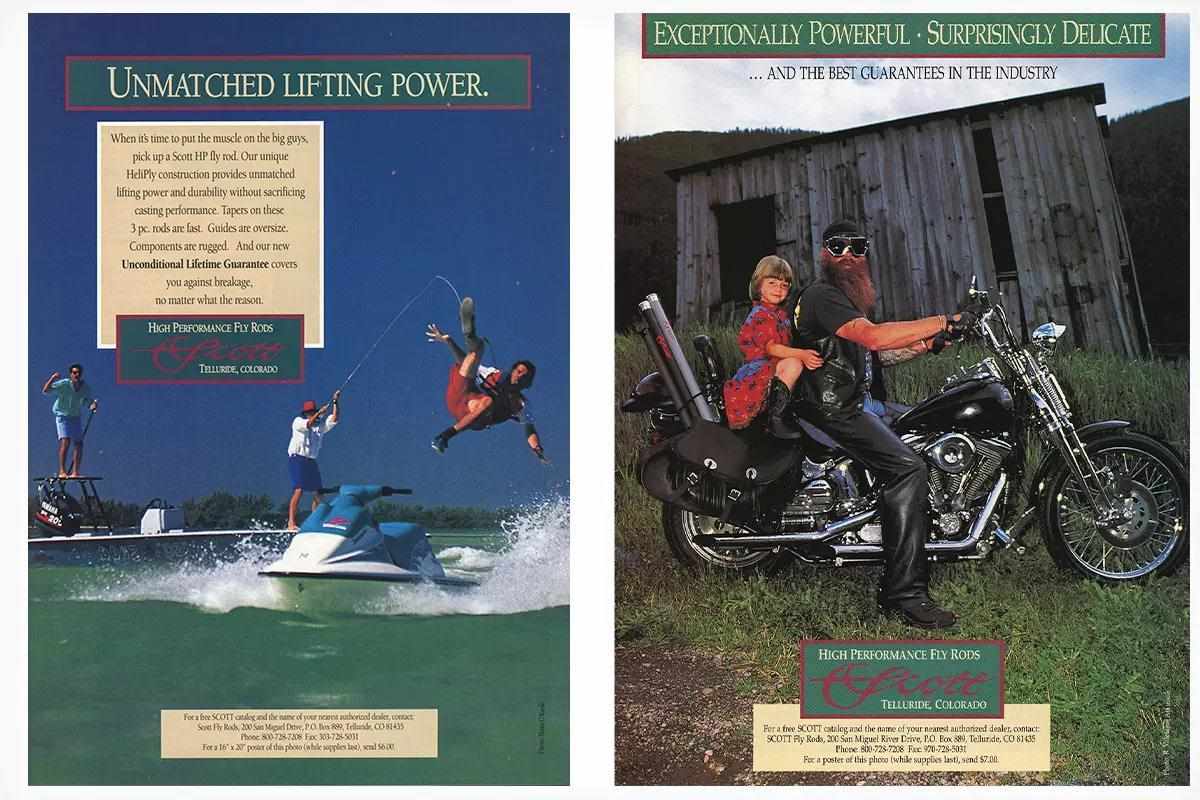 Two old fly-rod ads. 