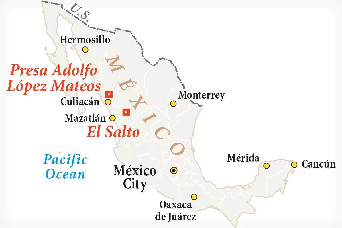 A locator map of two lakes in Mexico.