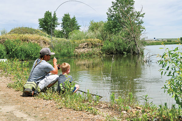 fly fishing bass urban with kids children